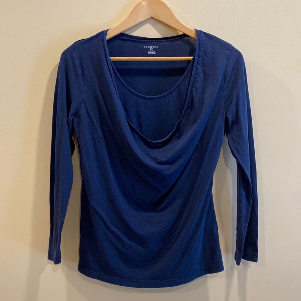 LANDS’ END Long Sleeve Cowl Neck Top